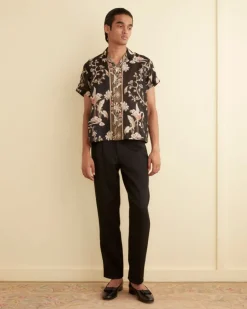 Men BODE Sheer Cranes Short Sleeve Shirt