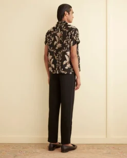 Men BODE Sheer Cranes Short Sleeve Shirt