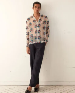 Men BODE Sheer Daisy Long Sleeve Shirt