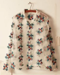 Men BODE Sheer Daisy Long Sleeve Shirt