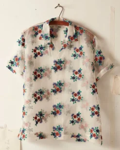 Men BODE Sheer Daisy Short Sleeve Shirt