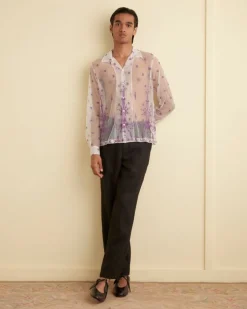 Men BODE Sheer Lavandula Long Sleeve Shirt
