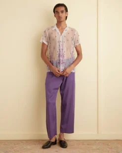 Men BODE Sheer Lavandula Short Sleeve Shirt