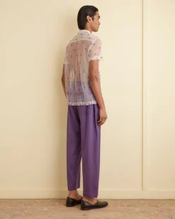 Men BODE Sheer Lavandula Short Sleeve Shirt