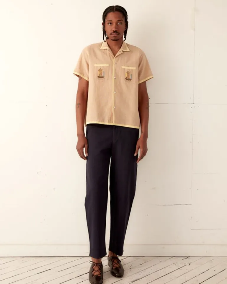 Men BODE Ship Applique Short Sleeve Shirt