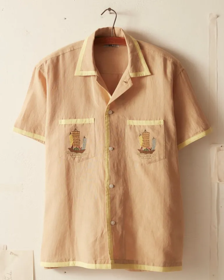 Men BODE Ship Applique Short Sleeve Shirt