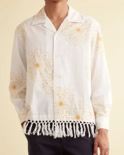 Men BODE Soleil Fringe Long Sleeve Shirt