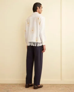 Men BODE Soleil Fringe Long Sleeve Shirt