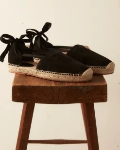 Men BODE Suede Lace-Up Espadrille - Black Natural