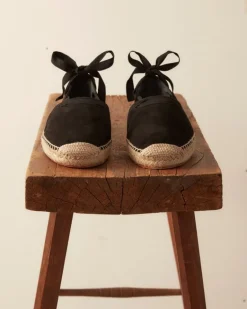 Men BODE Suede Lace-Up Espadrille - Black Natural