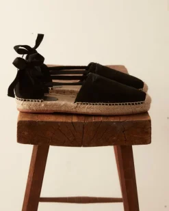Men BODE Suede Lace-Up Espadrille - Black Natural