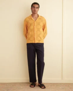 Men BODE Sunflower Lace Long Sleeve Shirt - Golden