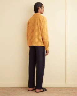 Men BODE Sunflower Lace Long Sleeve Shirt - Golden