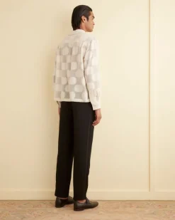 Men BODE Sunflower Lace Long Sleeve Shirt - Ecru
