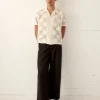 Men BODE Sunflower Lace Short Sleeve Shirt - Ecru