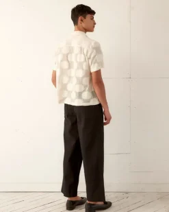 Men BODE Sunflower Lace Short Sleeve Shirt - Ecru