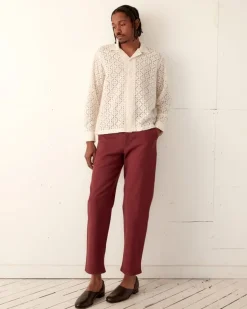 Men BODE Tile Lace Long Sleeve Shirt - Ecru