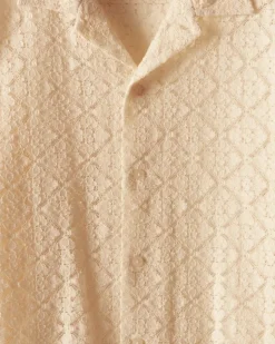 Men BODE Tile Lace Long Sleeve Shirt - Ecru
