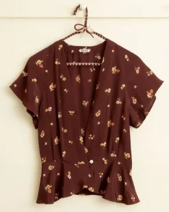 Women BODE Toffee Floral Top - M