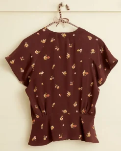 Women BODE Toffee Floral Top - M