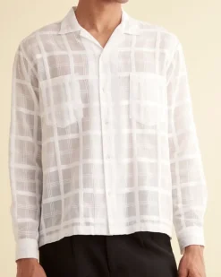 Men BODE Tonal Plaid Long Sleeve Shirt