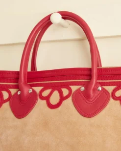 Women BODE Trefoil Tote - Tan/Red