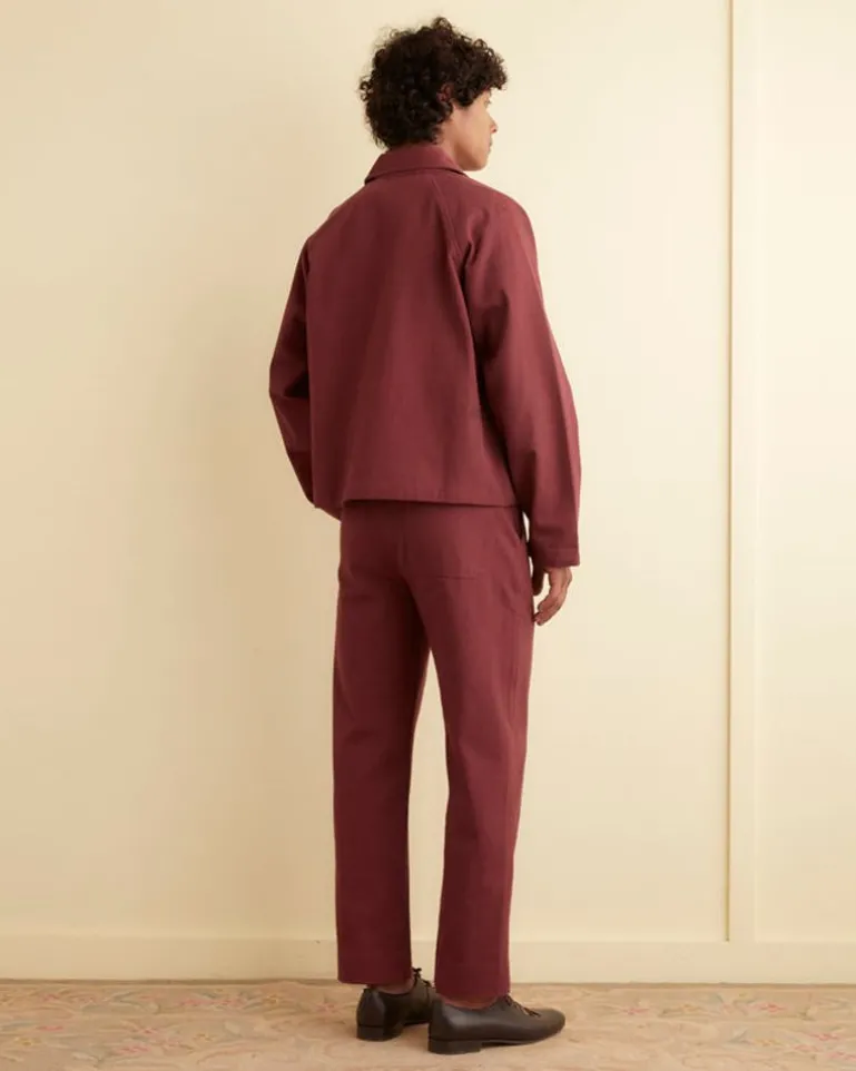 Men BODE Twill Cropped Car Jacket - Merlot