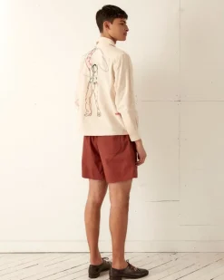 Men BODE Twill Rugby Short - Cinnamon
