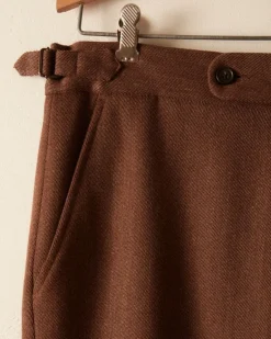 Men BODE Twill Side Buckle Trousers - Brown