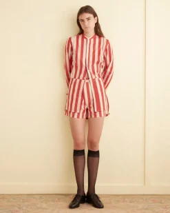 Women BODE Valance Stripe Long Sleeve Shirt