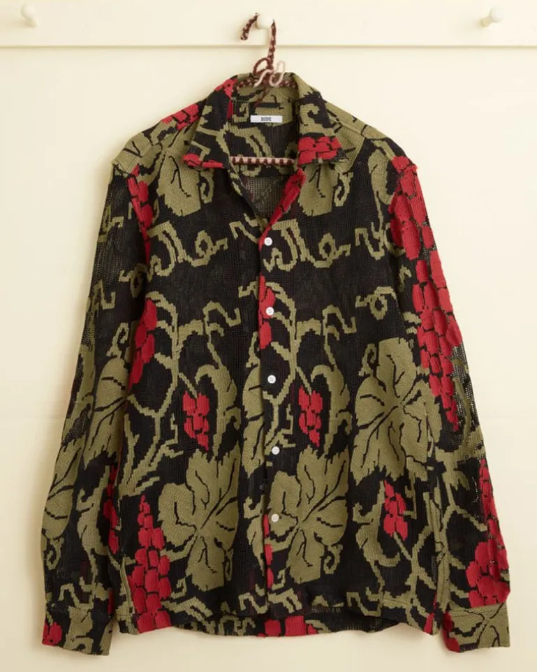 Men BODE Vineyard Mesh Long Sleeve Shirt