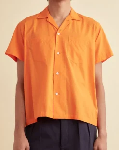 Men BODE Voile Double-Pocket Short Sleeve Shirt - Orange