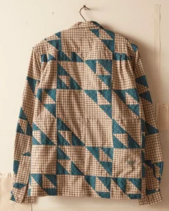 Men BODE Wandering Lover Quilt Long Sleeve Shirt - Blue