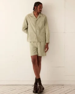 Men BODE Zig-Zag Hem Long Sleeve Shirt - Mint