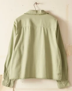 Men BODE Zig-Zag Hem Long Sleeve Shirt - Mint